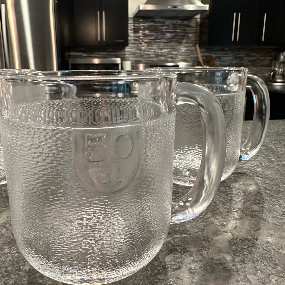 Set Of Six Crate and Barrel Littala Kruvi Finland 50 cl Glass Beer Mugs